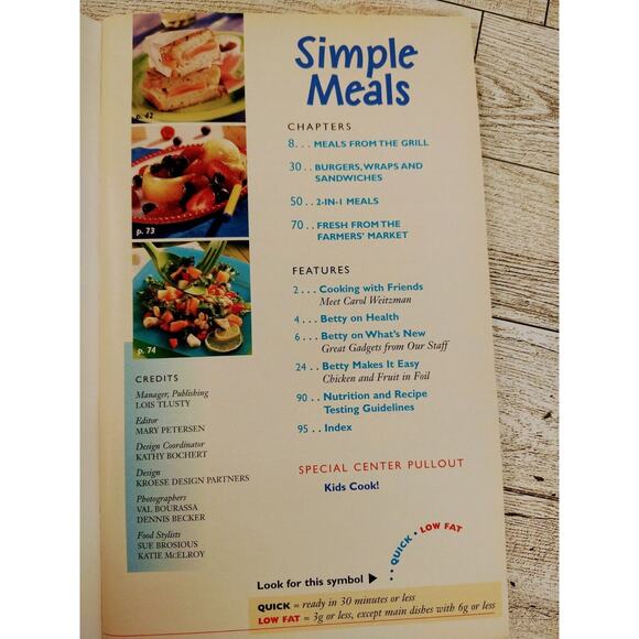 Betty Crocker Cookbook Simple Meals #164 July/August 2000 Paperback w/pullout - Picture 2 of 13